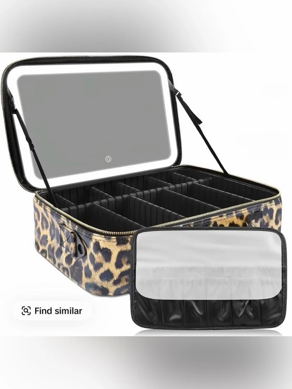 NEW 15''X11'' Large Travel Makeup Bag with LED mirror & Adjustable Dividers